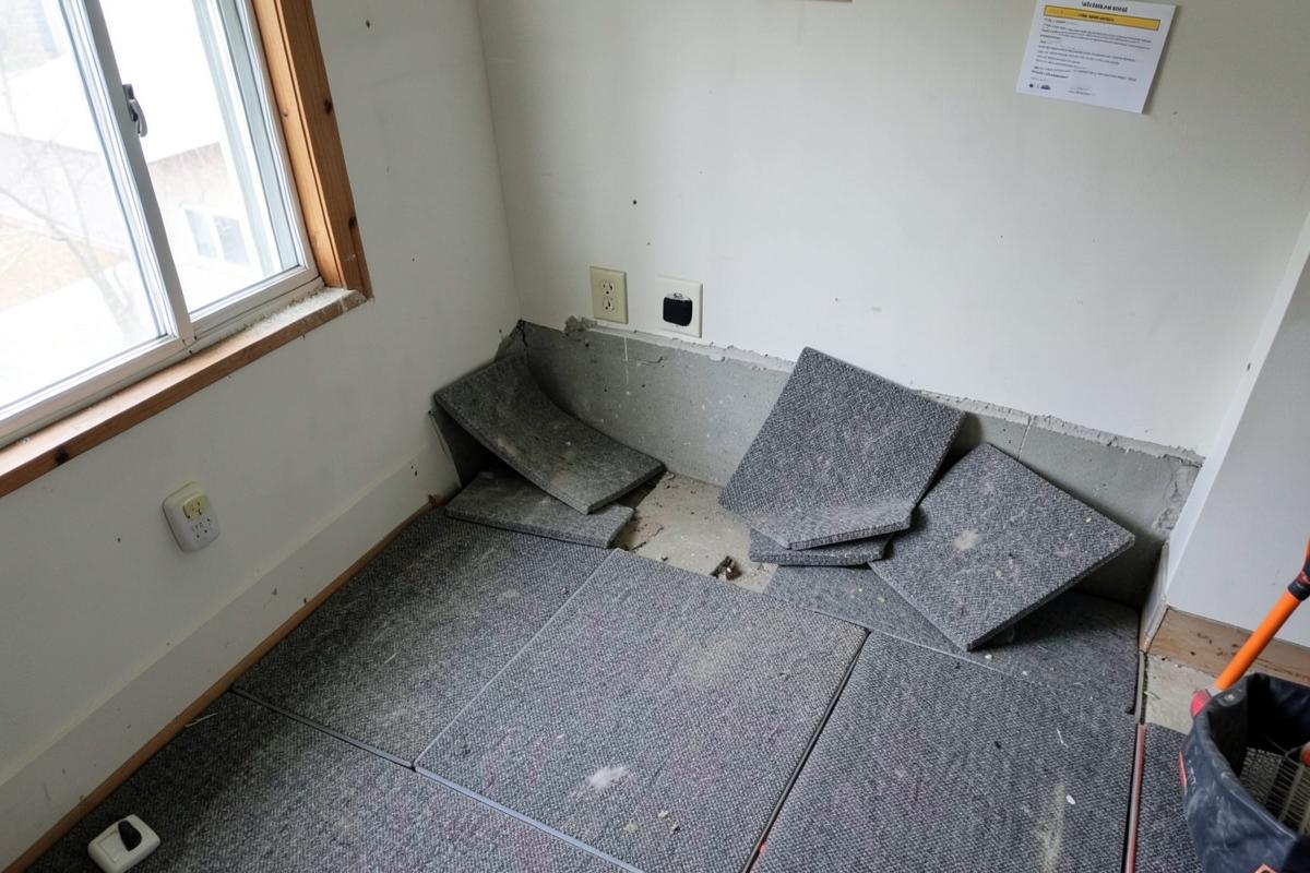 Carpet Tile Removal — before