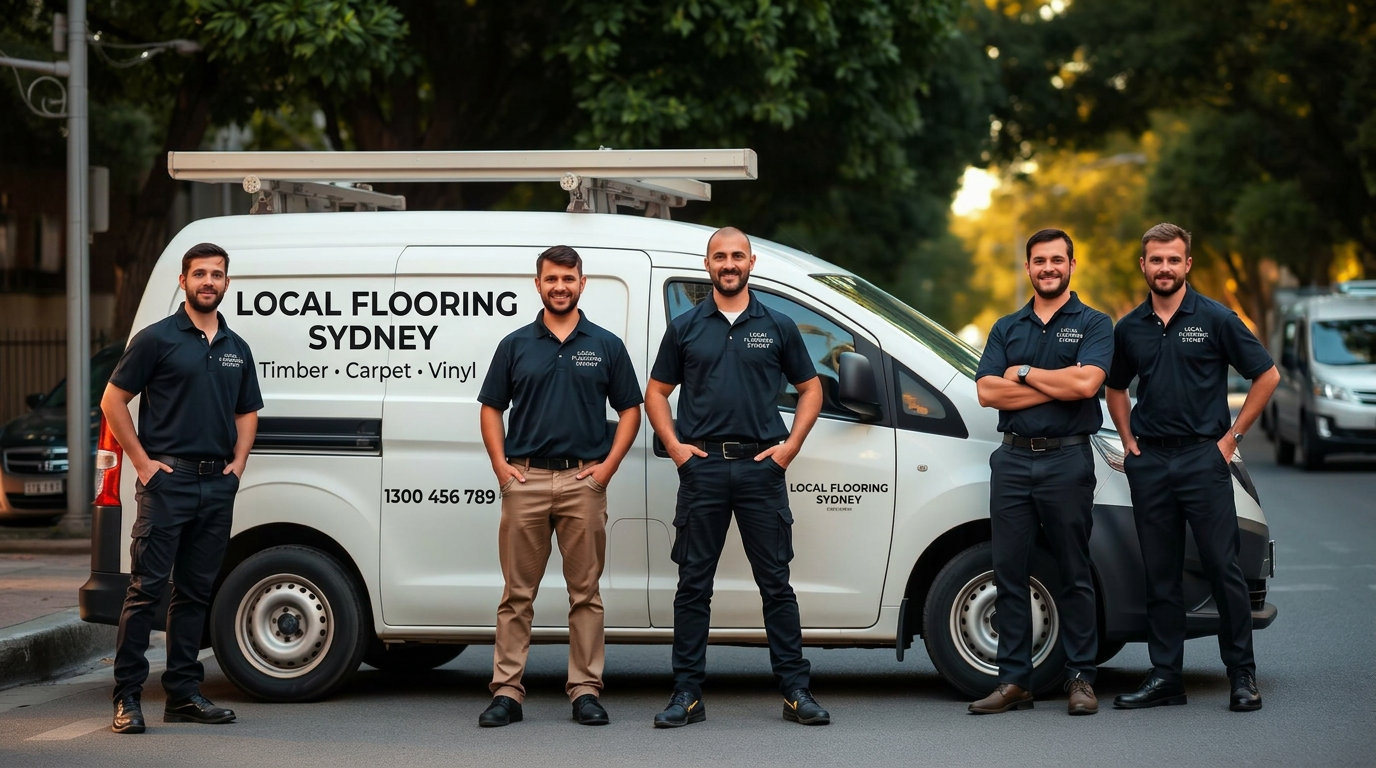 Local Sydney flooring crew with branded van